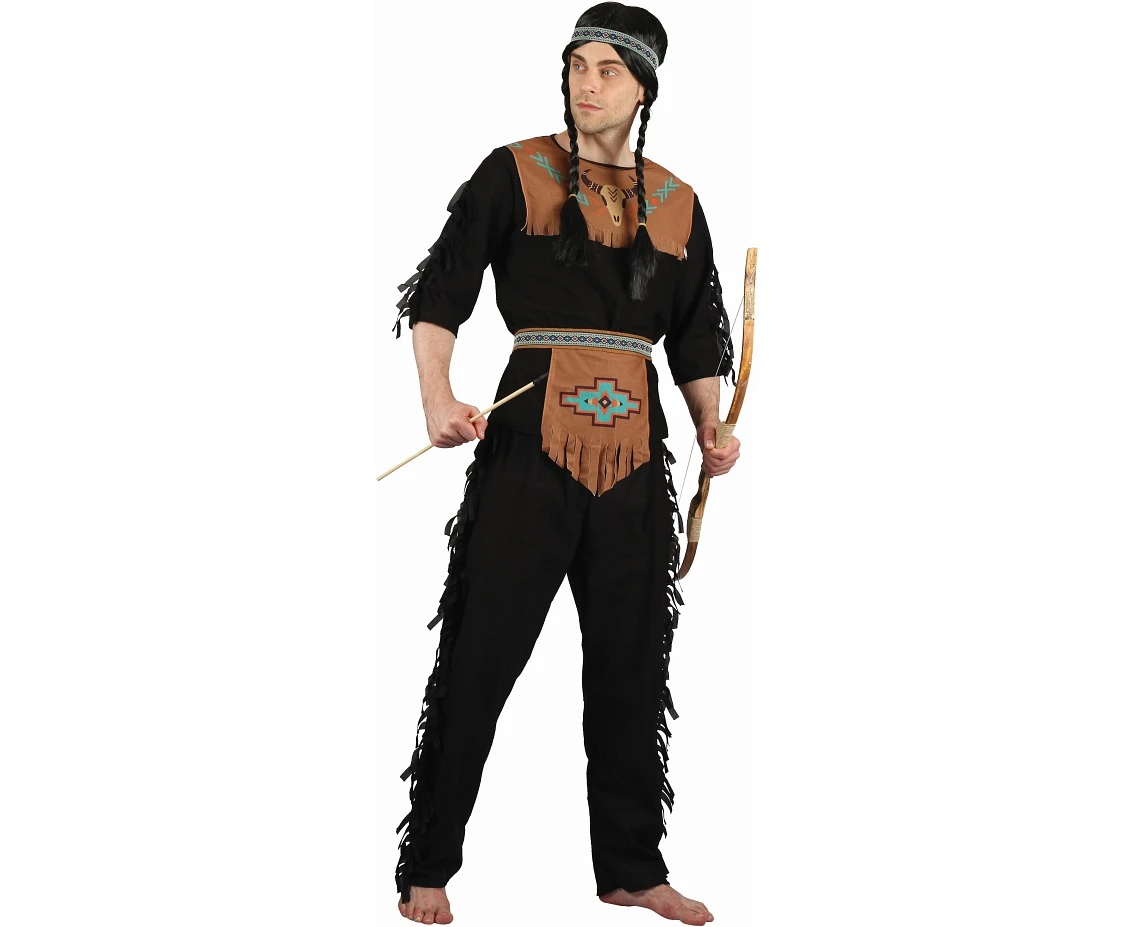 Role play-set for adult Indian (dress with belt, headband, leg guards), size 52
